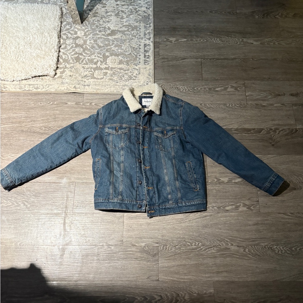 Goodfellow & Co Blue Lightweight Shirt Jacket with Sherpa Collar